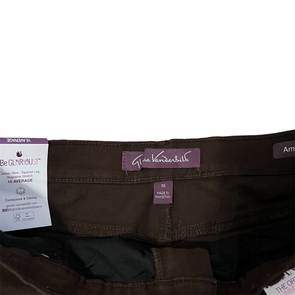 Gloria Vanderbilt women’s size 16 Amanda Straight-Leg brown Pants - Picture 3 of 4